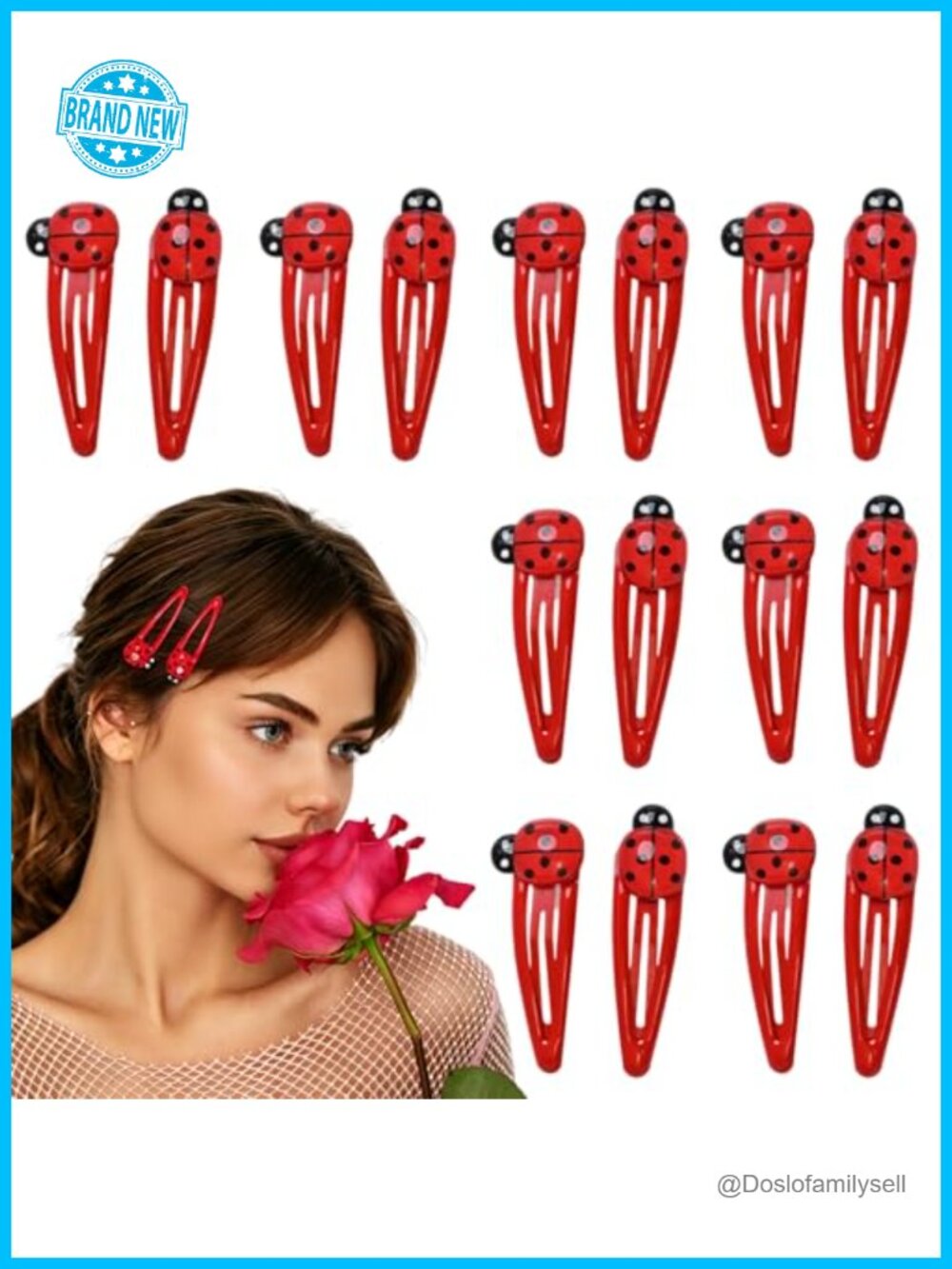 16 Pcs Ladybug Hair Clips Plastic Snap Barrettes Cute Insect